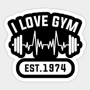 Funny Workout Gifts Heart Rate Design I Love Gym EST 1974 Sticker